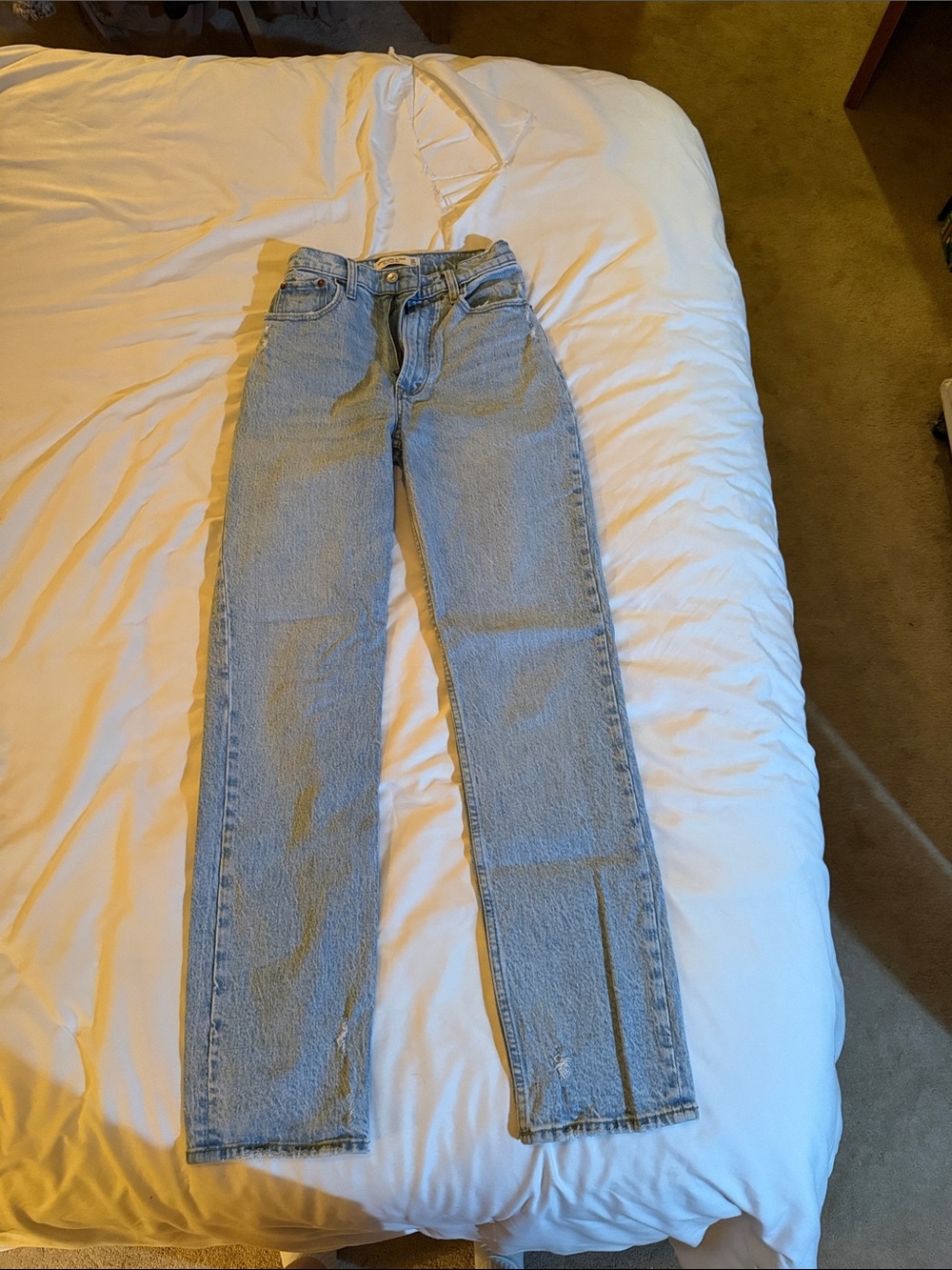 Abercrombie & Fitch Light Blue Straight Leg Jeans curve love